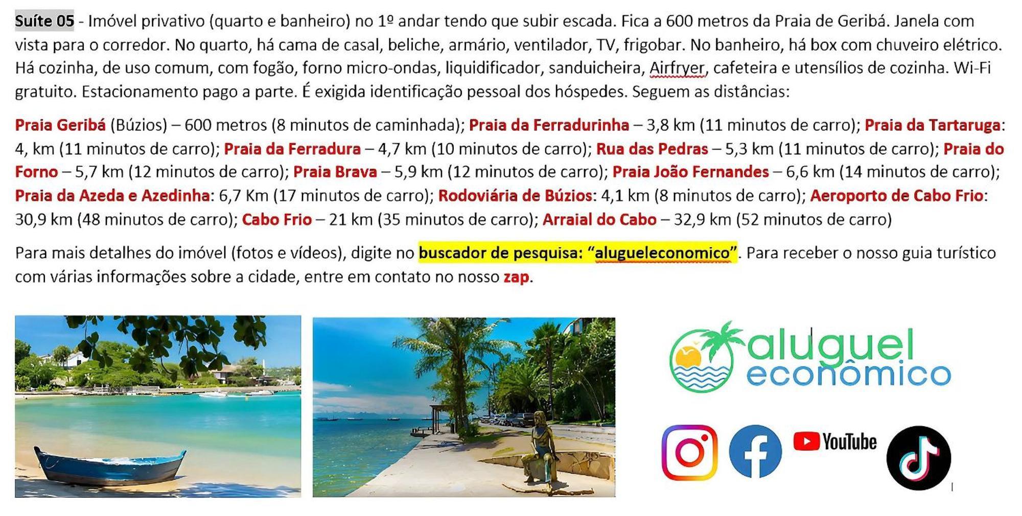 Buzios - Geriba - Suites - Aluguel Economico ภายนอก รูปภาพ