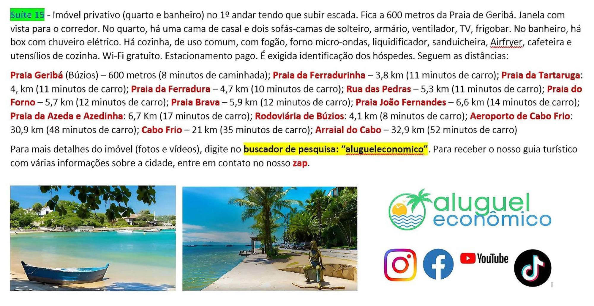 Buzios - Geriba - Suites - Aluguel Economico ภายนอก รูปภาพ