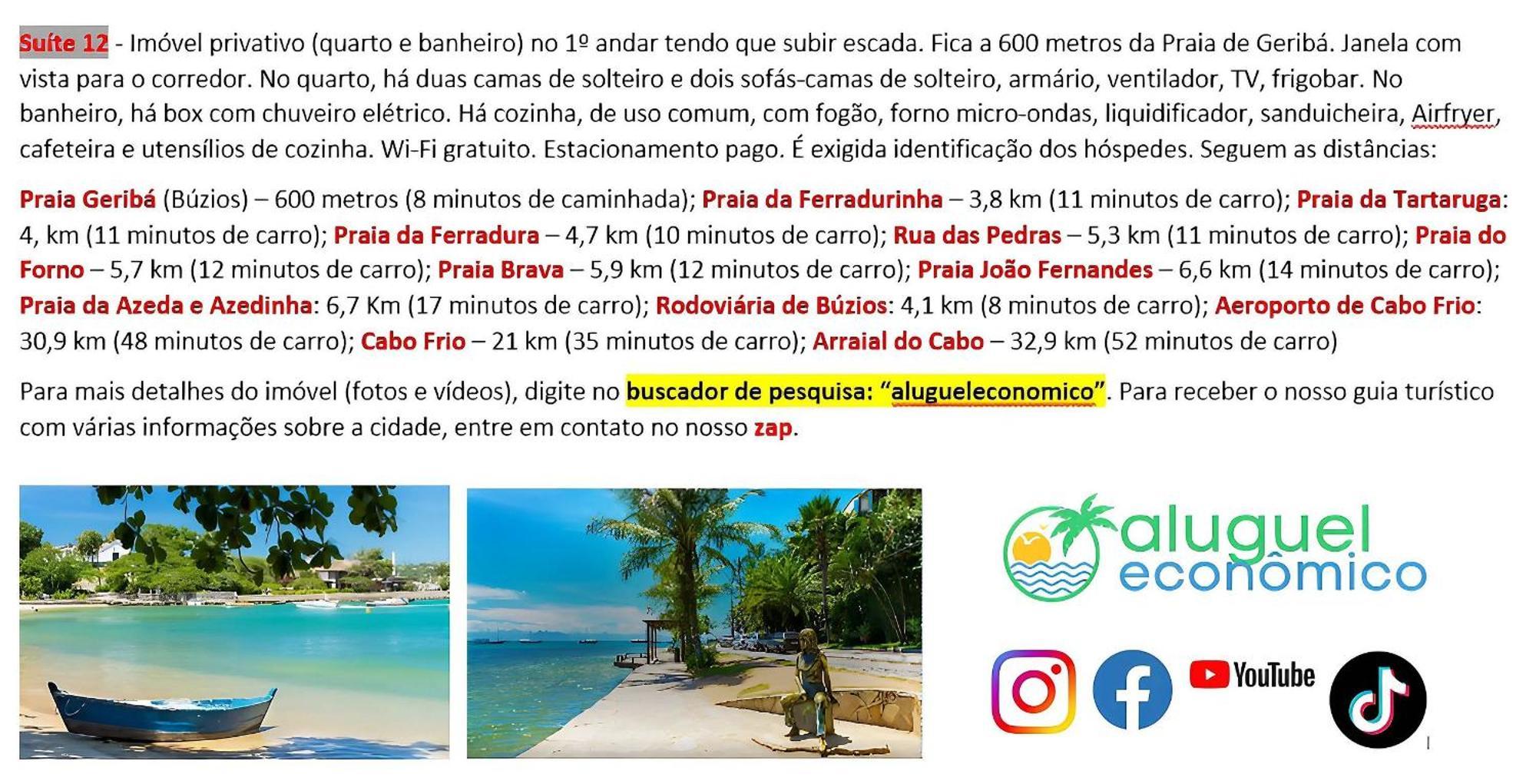 Buzios - Geriba - Suites - Aluguel Economico ภายนอก รูปภาพ