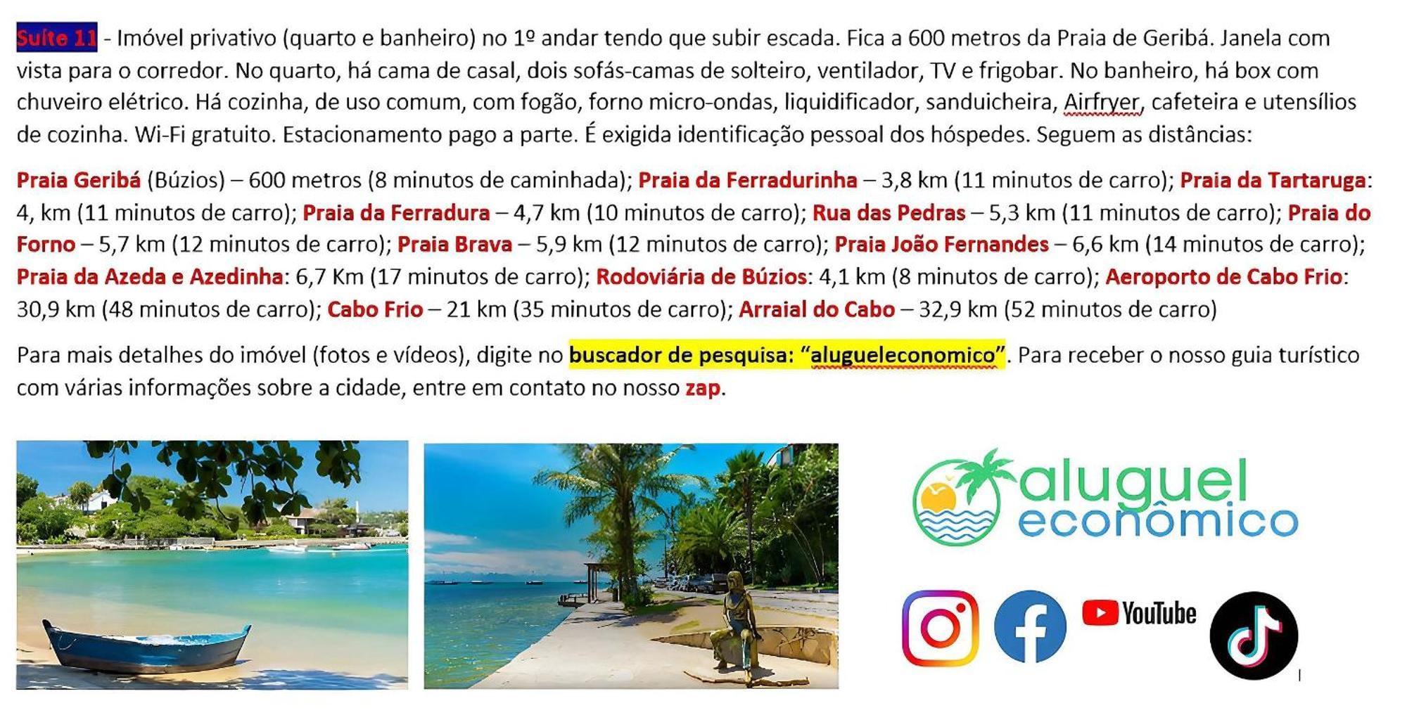 Buzios - Geriba - Suites - Aluguel Economico ภายนอก รูปภาพ