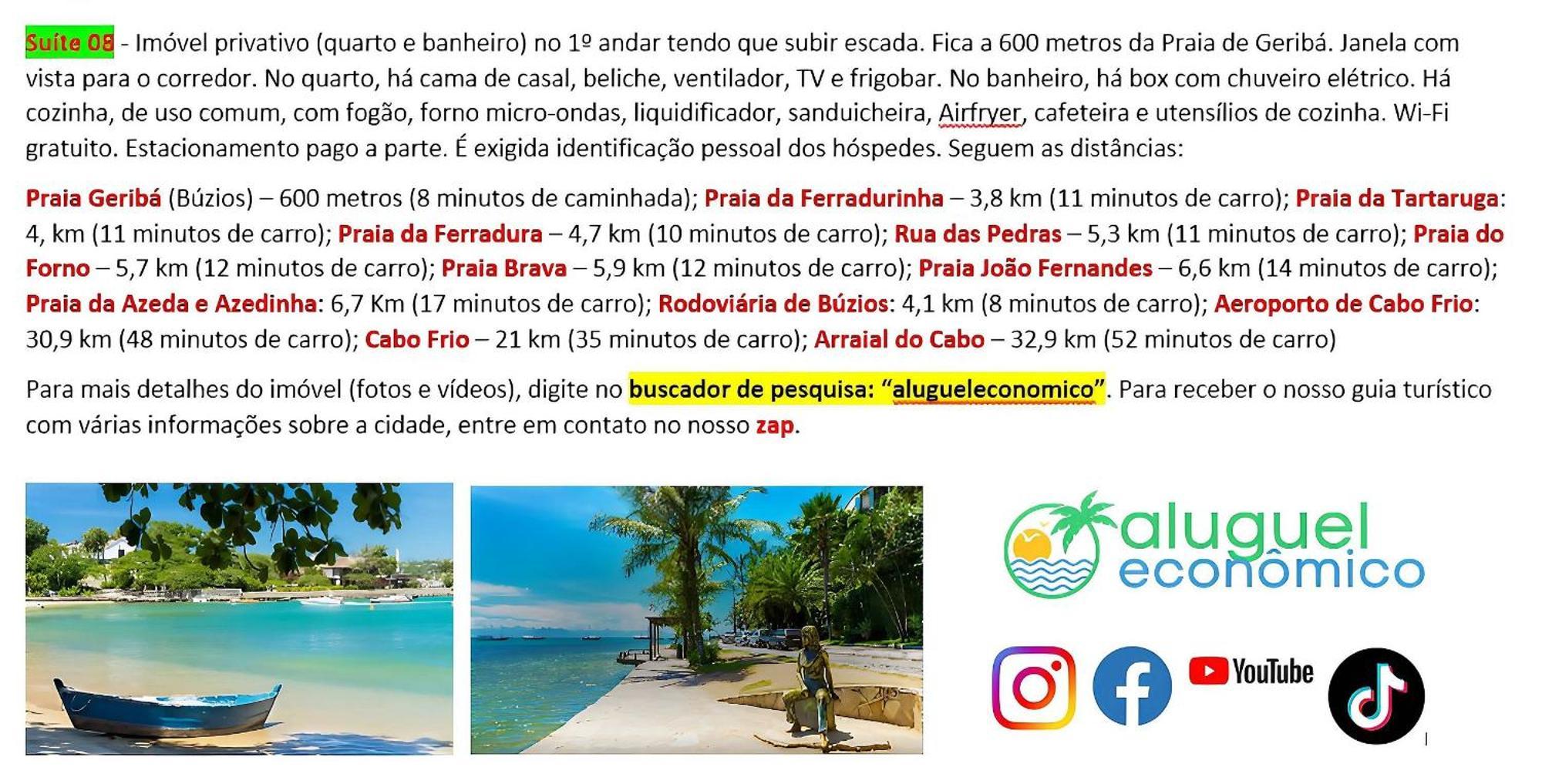 Buzios - Geriba - Suites - Aluguel Economico ภายนอก รูปภาพ