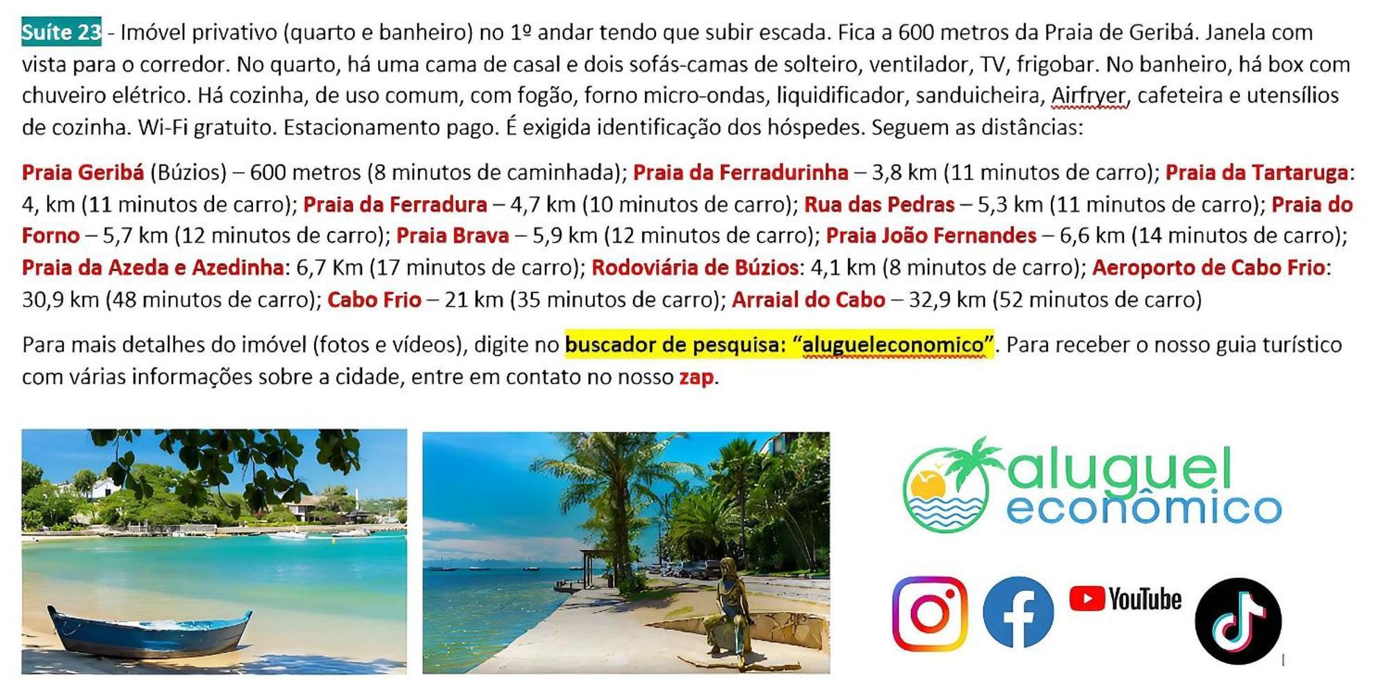 Buzios - Geriba - Suites - Aluguel Economico ภายนอก รูปภาพ